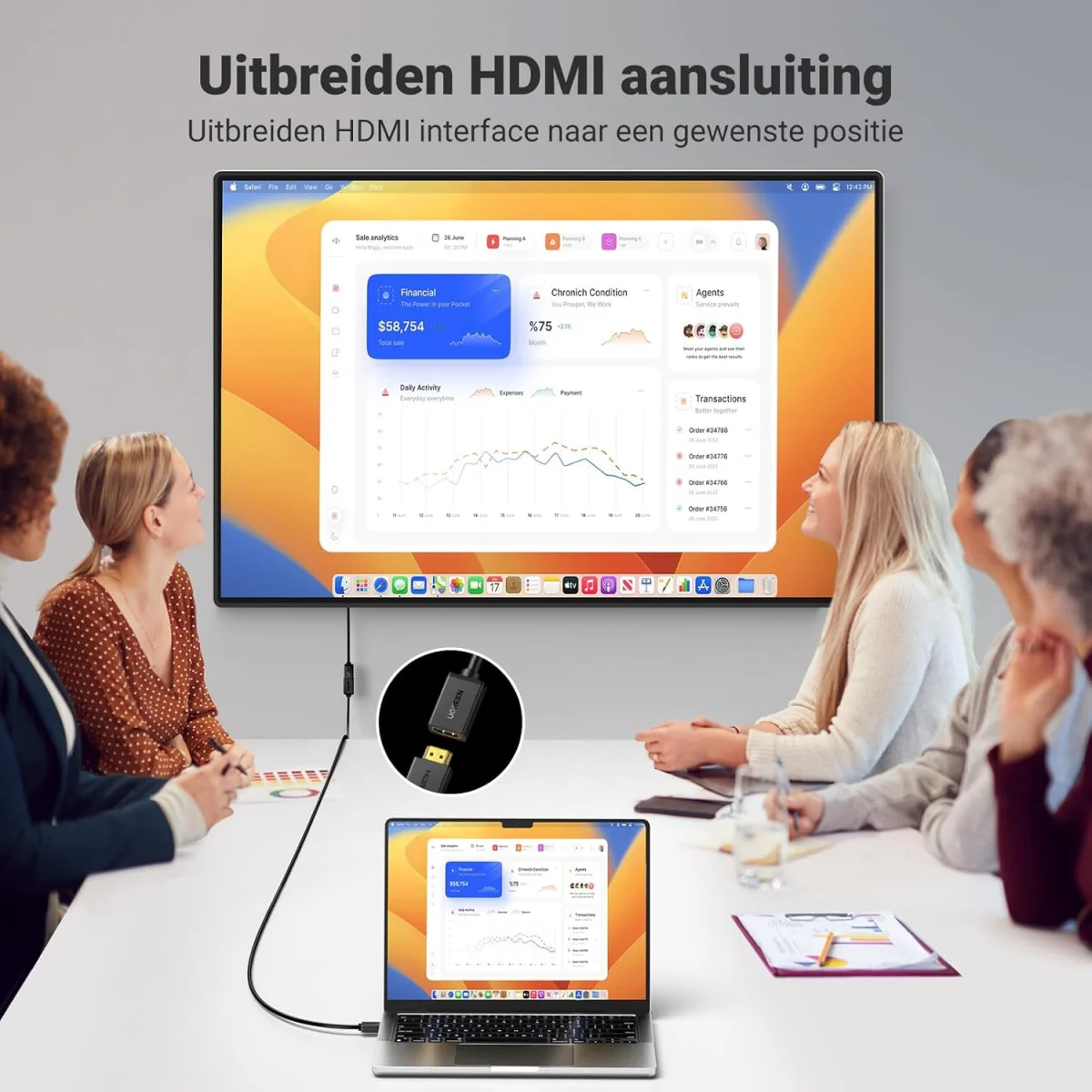 UGREEN HDMI Male naar HDMI Female Verlengkabel 4K@60Hz 18Gbps 1M Zwart afbeelding 2