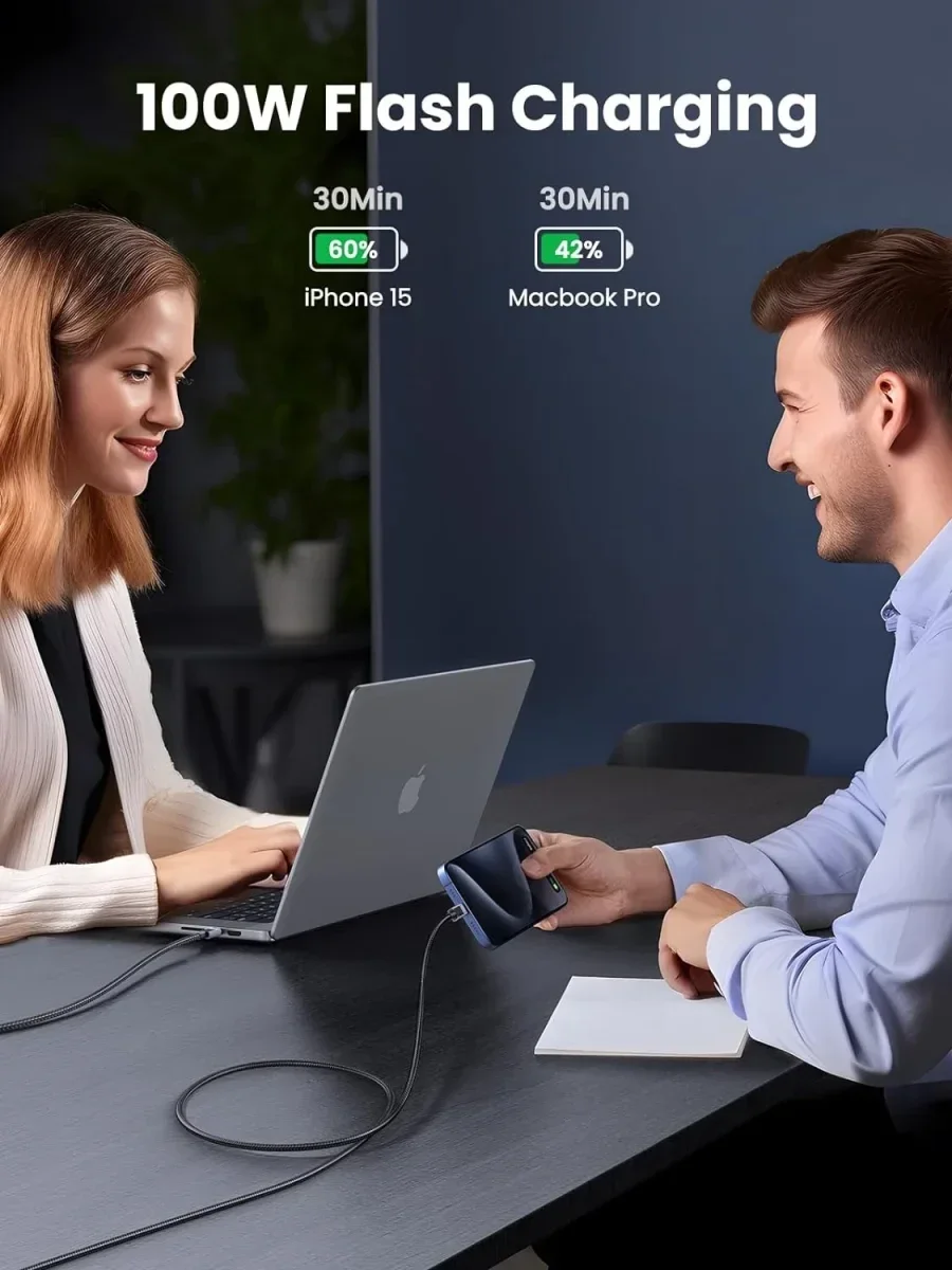 UGREEN USB-C naar USB-C Kabel 100W Power Delivery 2M Grijs afbeelding 3