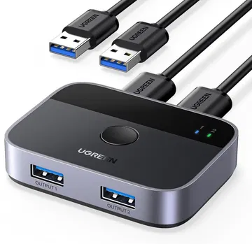 UGREEN USB 3.0 Sharing Switch 2x USB-A Schakelaar 5Gbps Zwart