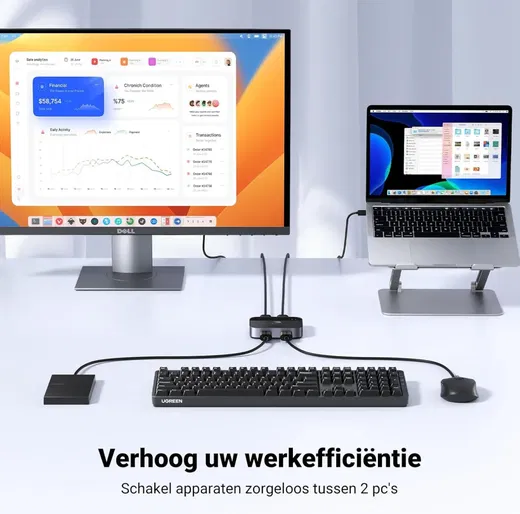 UGREEN USB 3.0 Sharing Switch 2x USB-A Schakelaar 5Gbps Zwart afbeelding 5