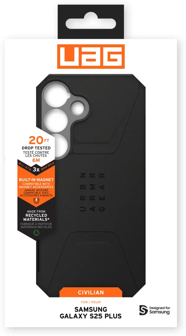 UAG Civilian Samsung Galaxy S25 Plus Hoesje Qi2 Magnet Back Cover Zwart afbeelding 17