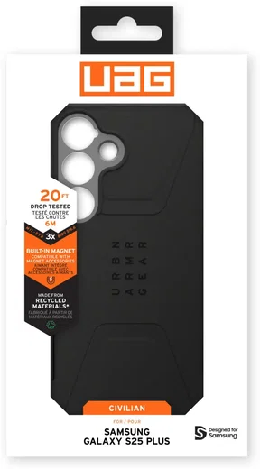UAG Civilian Samsung Galaxy S25 Plus Hoesje Qi2 Magnet Back Cover Zwart afbeelding 17