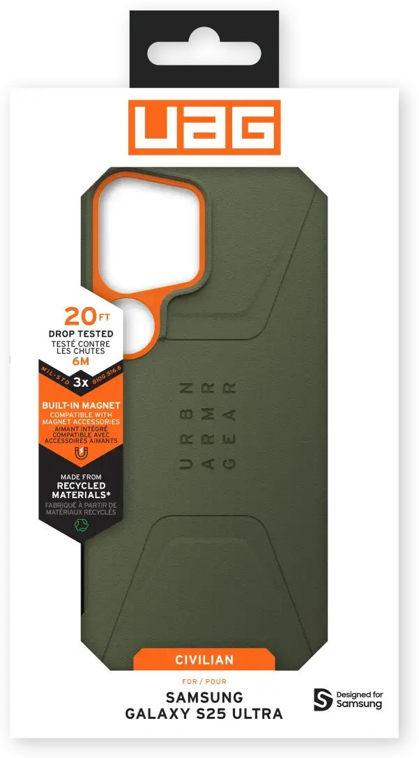 UAG Civilian Samsung Galaxy S25 Ultra Hoesje Qi2 Magnet Back Cover Olive afbeelding 8