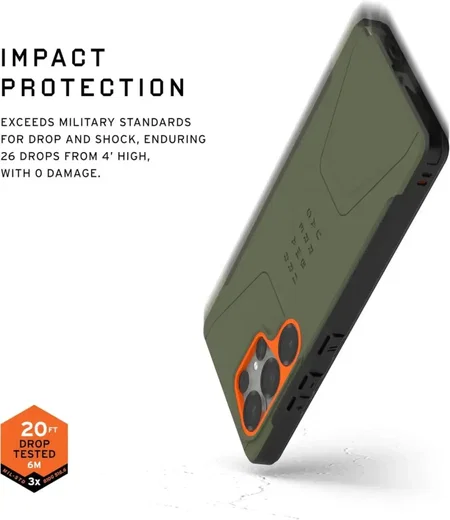 UAG Civilian Samsung Galaxy S25 Ultra Hoesje Qi2 Magnet Back Cover Olive afbeelding 2