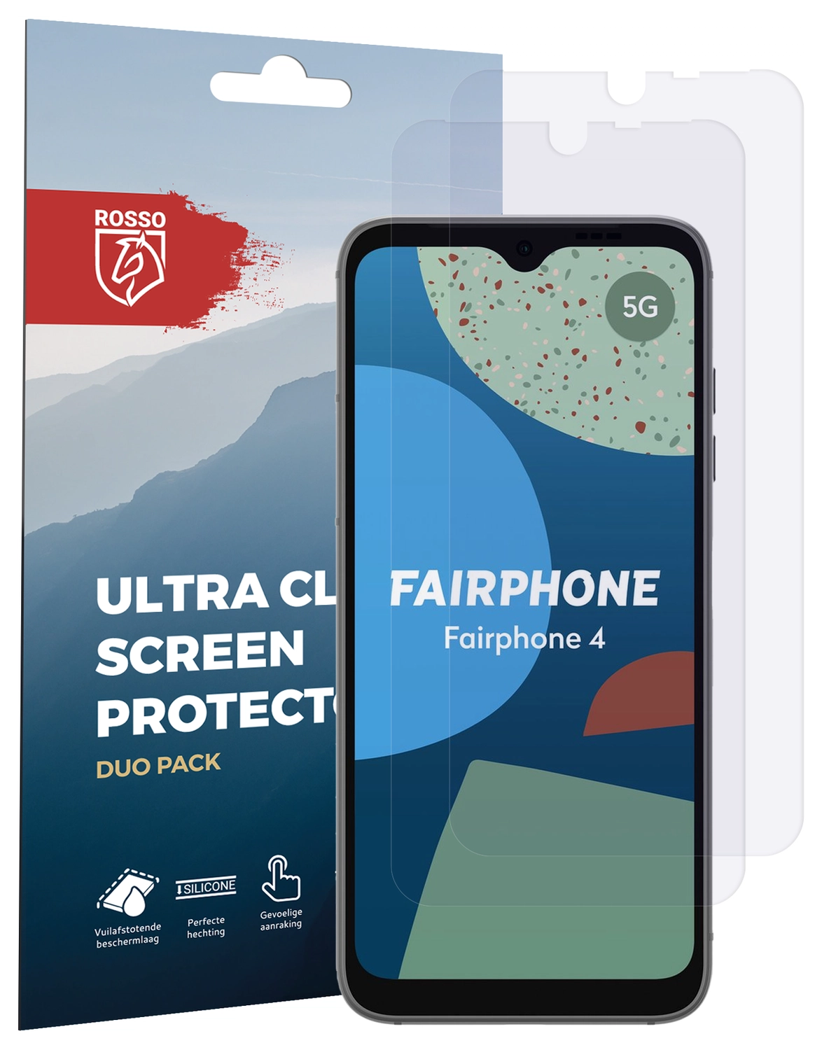 Rosso FairPhone 4 Screen Protector Case Friendly Folie Duo Pack afbeelding 8