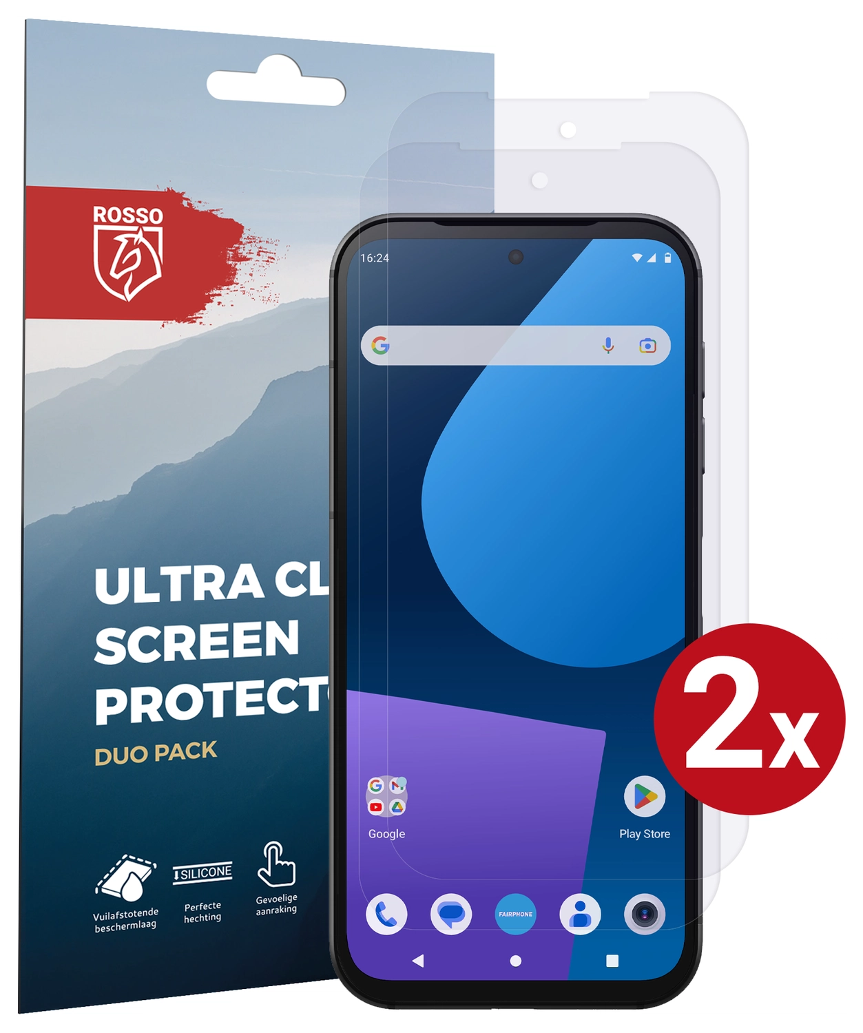 Rosso FairPhone 5 Screen Protector Case Friendly Folie Duo Pack afbeelding 1