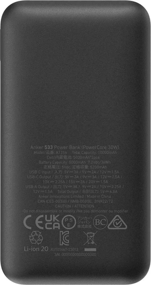 Anker 533 PowerCore (30W) Powerbank Power Delivery 10.000 mAh Zwart afbeelding 9