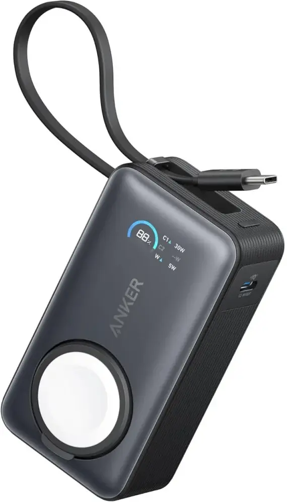 Anker MagGo 35W 10.000 mAh Powerbank Telefoon en Apple Watch Oplader Zwart afbeelding 1