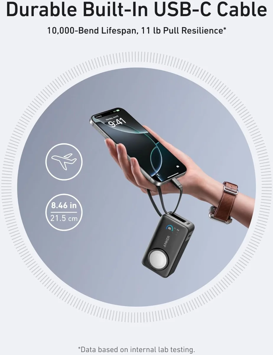 Anker MagGo 35W 10.000 mAh Powerbank Telefoon en Apple Watch Oplader Zwart afbeelding 5