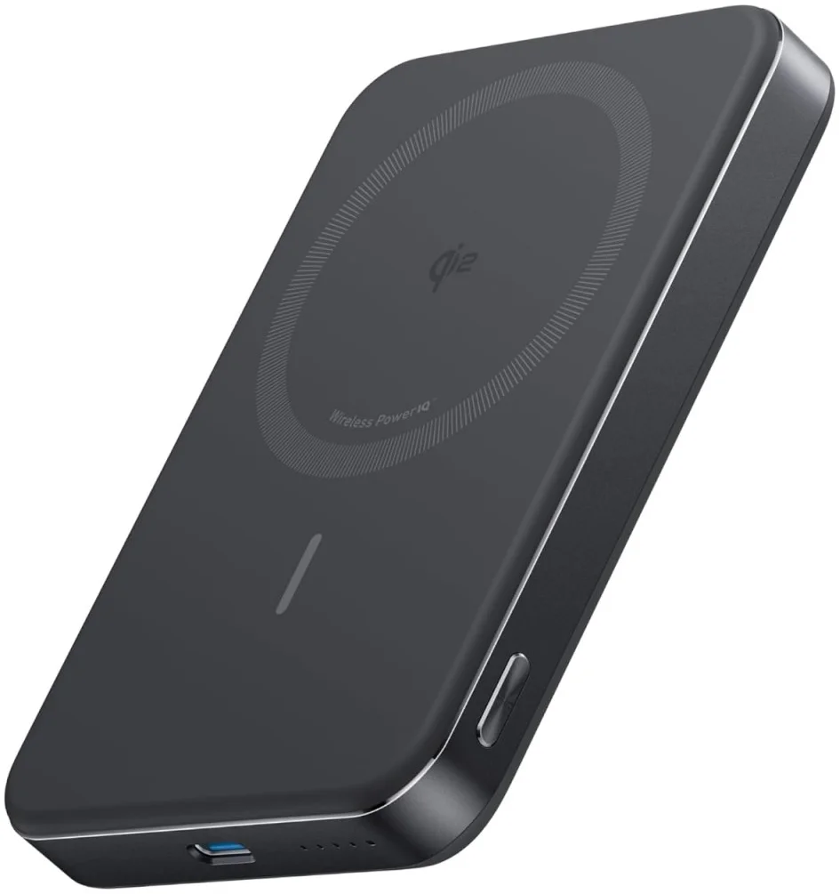 Anker MagGo 15W Slim Qi2 / MagSafe Powerbank met USB-C Poort 10.000mAh Zwart afbeelding 1