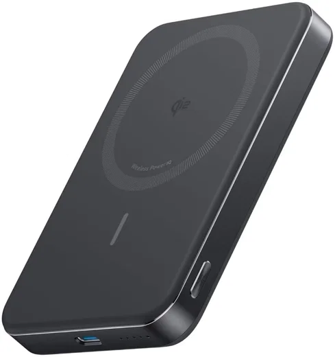 Anker MagGo 15W Slim Qi2 / MagSafe Powerbank met USB-C Poort 10.000mAh Zwart afbeelding 1