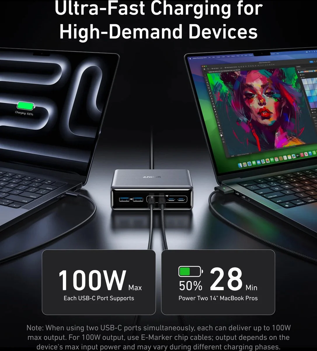 Anker Prime (200W) 6-Poorts Snellader GaN USB/USB-C Oplaadstation afbeelding 3