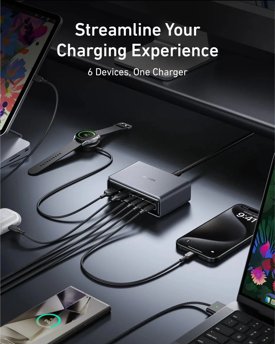 Anker Prime (200W) 6-Poorts Snellader GaN USB/USB-C Oplaadstation afbeelding 4