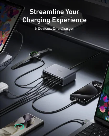 Anker Prime (200W) 6-Poorts Snellader GaN USB/USB-C Oplaadstation afbeelding 4