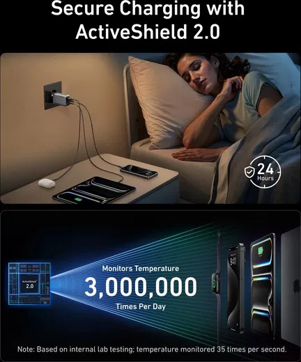 Anker Prime (100W) GaN Snellader USB-C/USB-A Fast Charge Adapter Zwart afbeelding 5