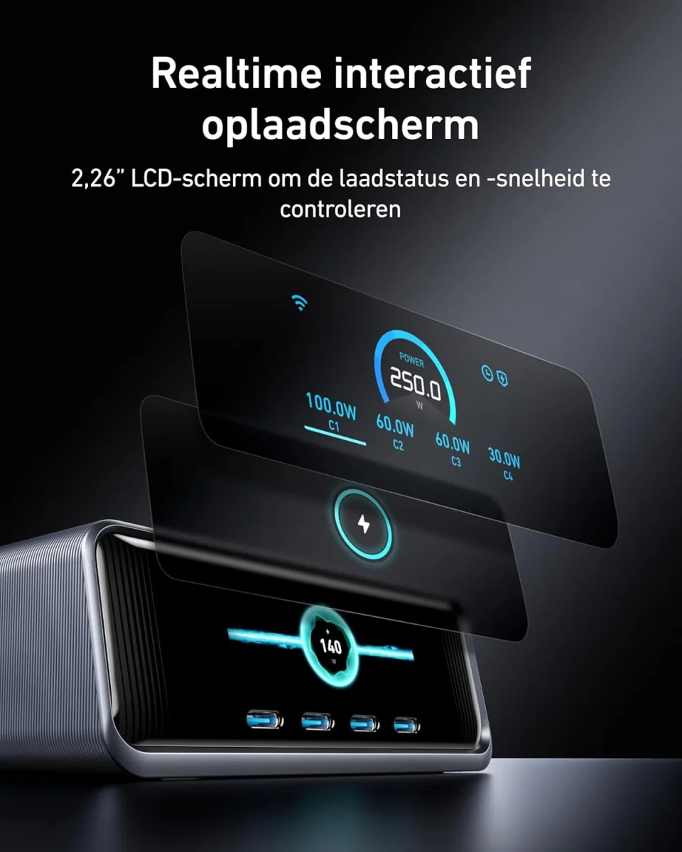 Anker Prime (250W) 6-Poorts Snellader GaN USB/USB-C Oplaadstation afbeelding 4