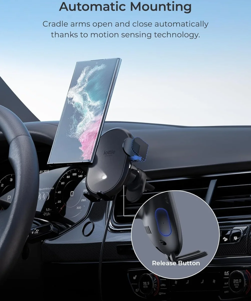 iOttie Auto Sense 2 Qi2 Telefoonhouder Auto Ventilatierooster met Opladen 15W afbeelding 2