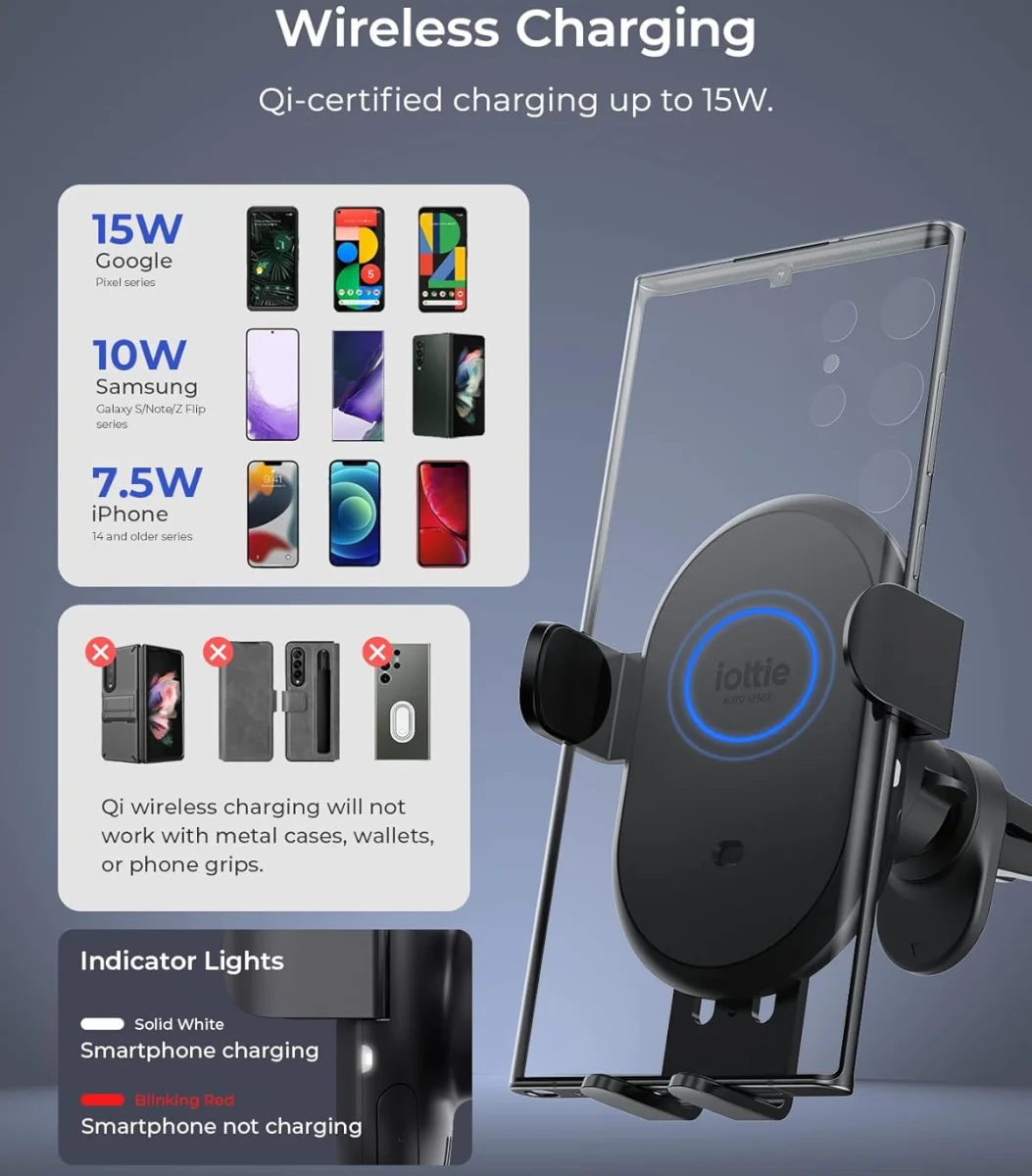 iOttie Auto Sense 2 Qi2 Telefoonhouder Auto Ventilatierooster met Opladen 15W afbeelding 3