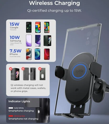 iOttie Auto Sense 2 Qi2 Telefoonhouder Auto Ventilatierooster met Opladen 15W afbeelding 3