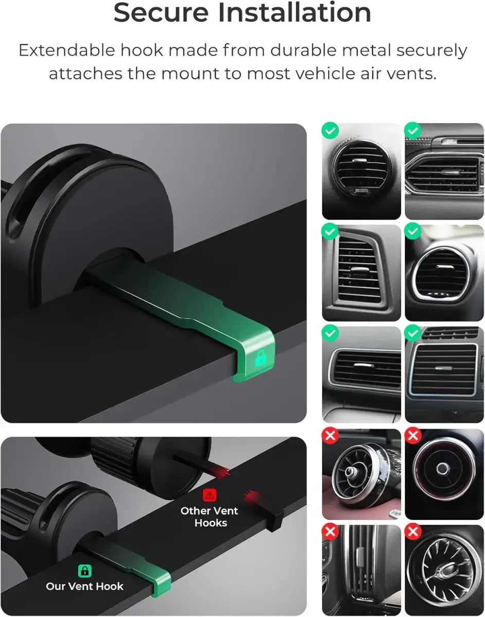 iOttie iTap 3 Qi2 / MagSafe Telefoonhouder Auto Ventilatierooster Zwart afbeelding 3