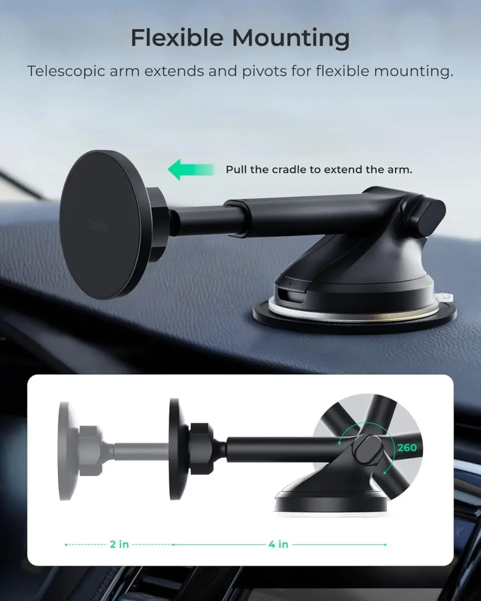 iOttie iTap 3 Qi2 / MagSafe Telefoonhouder Auto Dashboard/Raam Zwart afbeelding 2