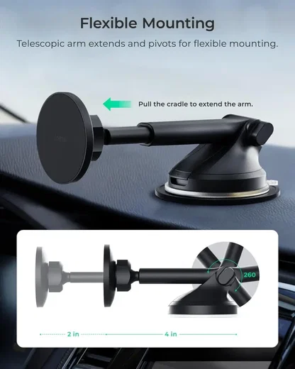 iOttie iTap 3 Qi2 / MagSafe Telefoonhouder Auto Dashboard/Raam Zwart afbeelding 2