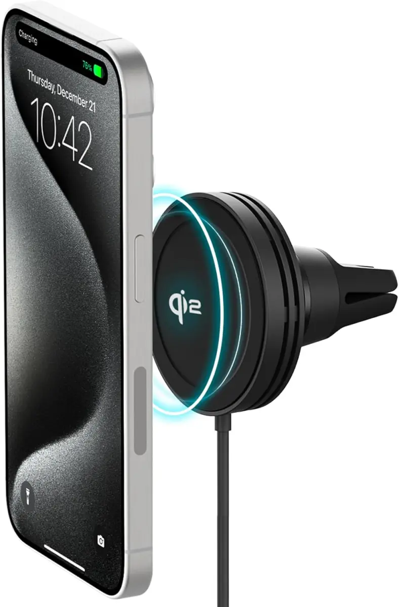 iOttie Velox Qi2/MagSafe 15W Telefoonhouder Ventilatierooster met Autolader 20W afbeelding 1