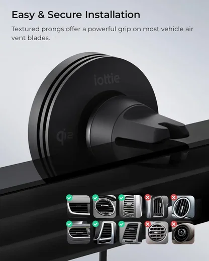 iOttie Velox Qi2/MagSafe 15W Telefoonhouder Ventilatierooster met Autolader 20W afbeelding 4