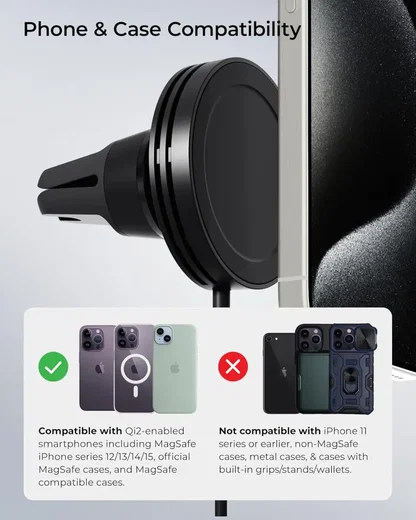 iOttie Velox Qi2/MagSafe 15W Telefoonhouder Ventilatierooster met Autolader 20W afbeelding 5
