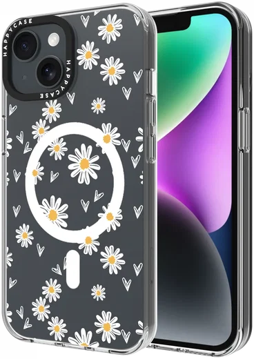 HappyCase Joy Apple iPhone 14 / 13 Hoesje MagSafe Back Cover Daisy Hearts afbeelding 1