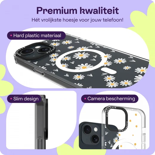 HappyCase Joy Apple iPhone 14 / 13 Hoesje MagSafe Back Cover Daisy Hearts afbeelding 3