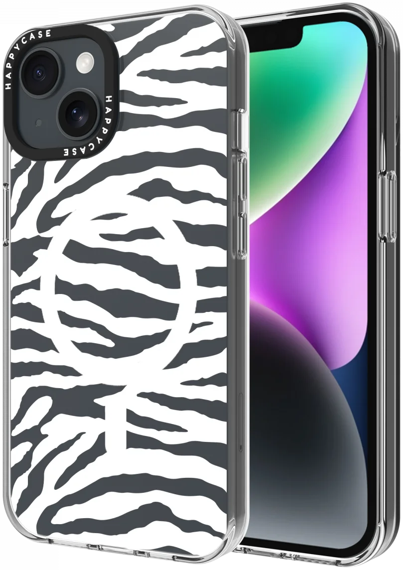 HappyCase Joy Apple iPhone 17e/16e/14/13 Hoesje MagSafe Back Cover Silver Zebra afbeelding 1