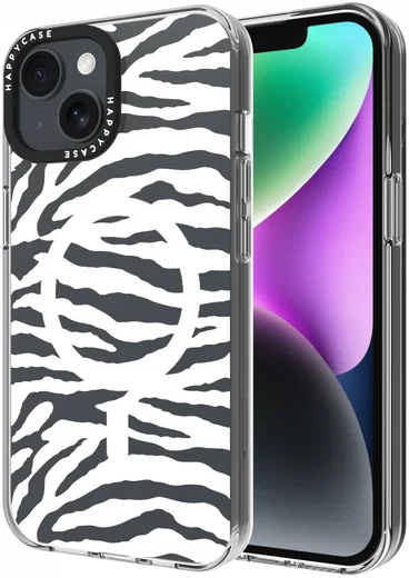 HappyCase Joy Apple iPhone 17e/16e/14/13 Hoesje MagSafe Back Cover Silver Zebra afbeelding 1