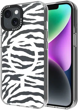 HappyCase Joy Apple iPhone 17e/16e/14/13 Hoesje MagSafe Back Cover Silver Zebra