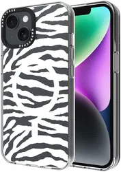 HappyCase Joy Apple iPhone 16E / 14 / 13 Hoesje MagSafe Back Cover Silver Zebra afbeelding