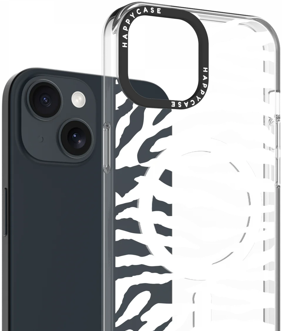 HappyCase Joy Apple iPhone 17e/16e/14/13 Hoesje MagSafe Back Cover Silver Zebra afbeelding 2