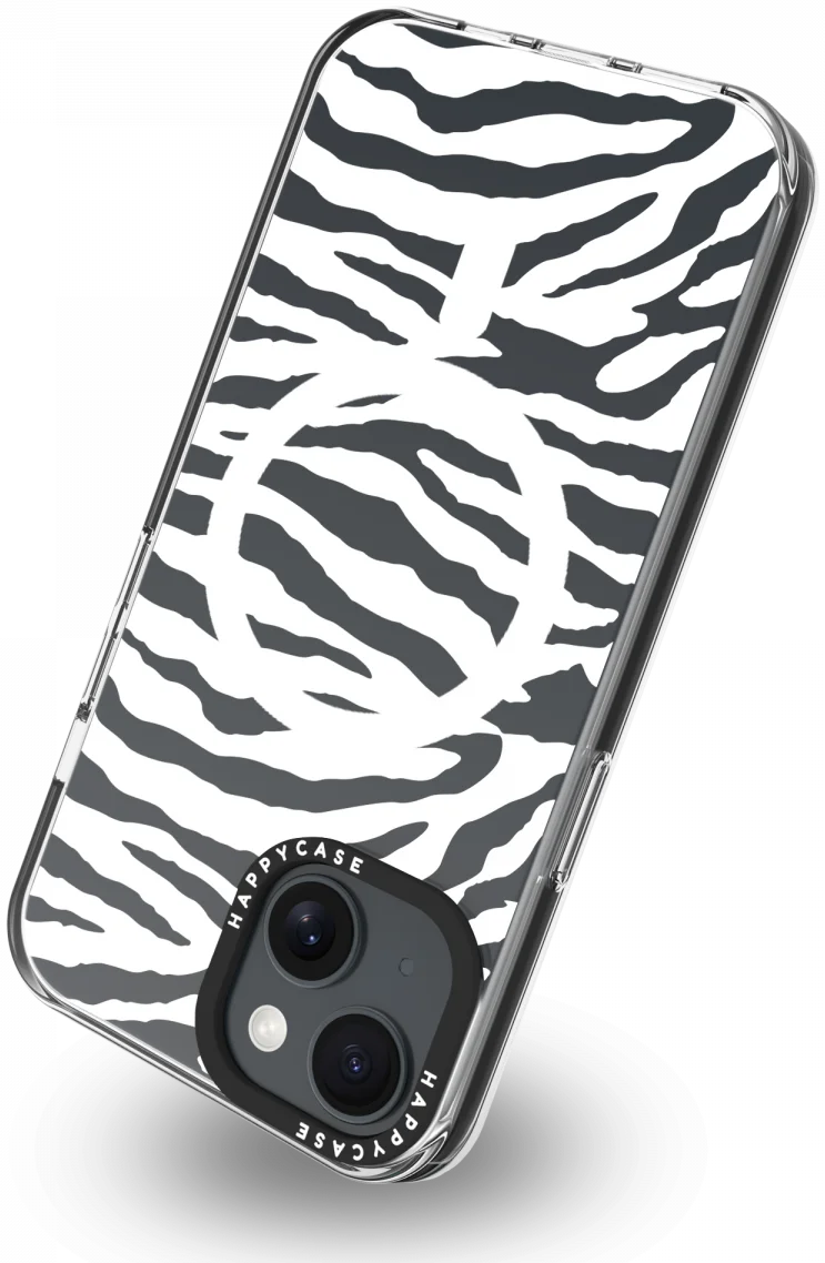HappyCase Joy Apple iPhone 17e/16e/14/13 Hoesje MagSafe Back Cover Silver Zebra afbeelding 13