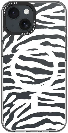 HappyCase Joy Apple iPhone 17e/16e/14/13 Hoesje MagSafe Back Cover Silver Zebra afbeelding 14
