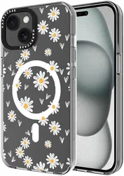 HappyCase Joy Apple iPhone 15 Hoesje MagSafe Back Cover Daisy Hearts afbeelding