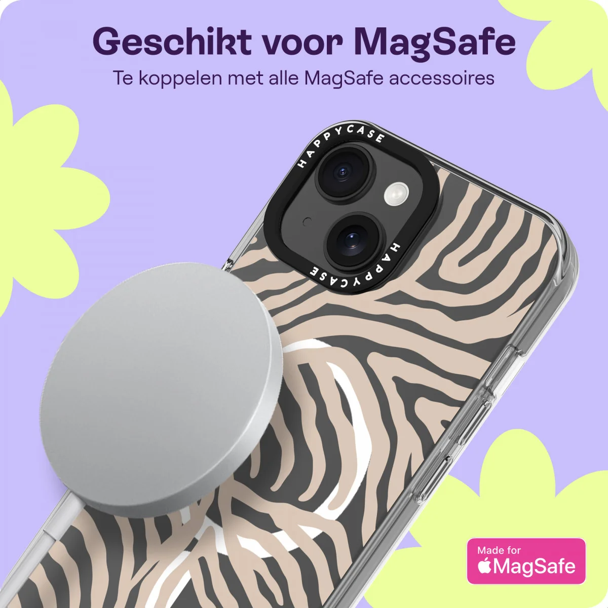 HappyCase Joy Apple iPhone 15 Hoesje MagSafe Back Cover Safari Tiger afbeelding 5