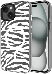 HappyCase Joy Apple iPhone 15 Hoesje MagSafe Back Cover Silver Zebra afbeelding
