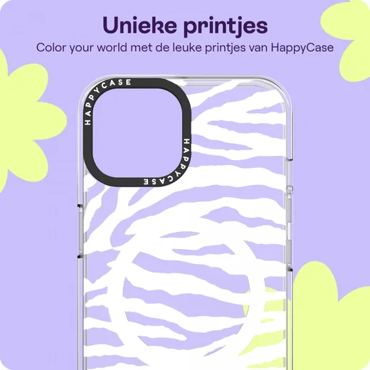 HappyCase Joy Apple iPhone 15 Hoesje MagSafe Back Cover Silver Zebra afbeelding 3
