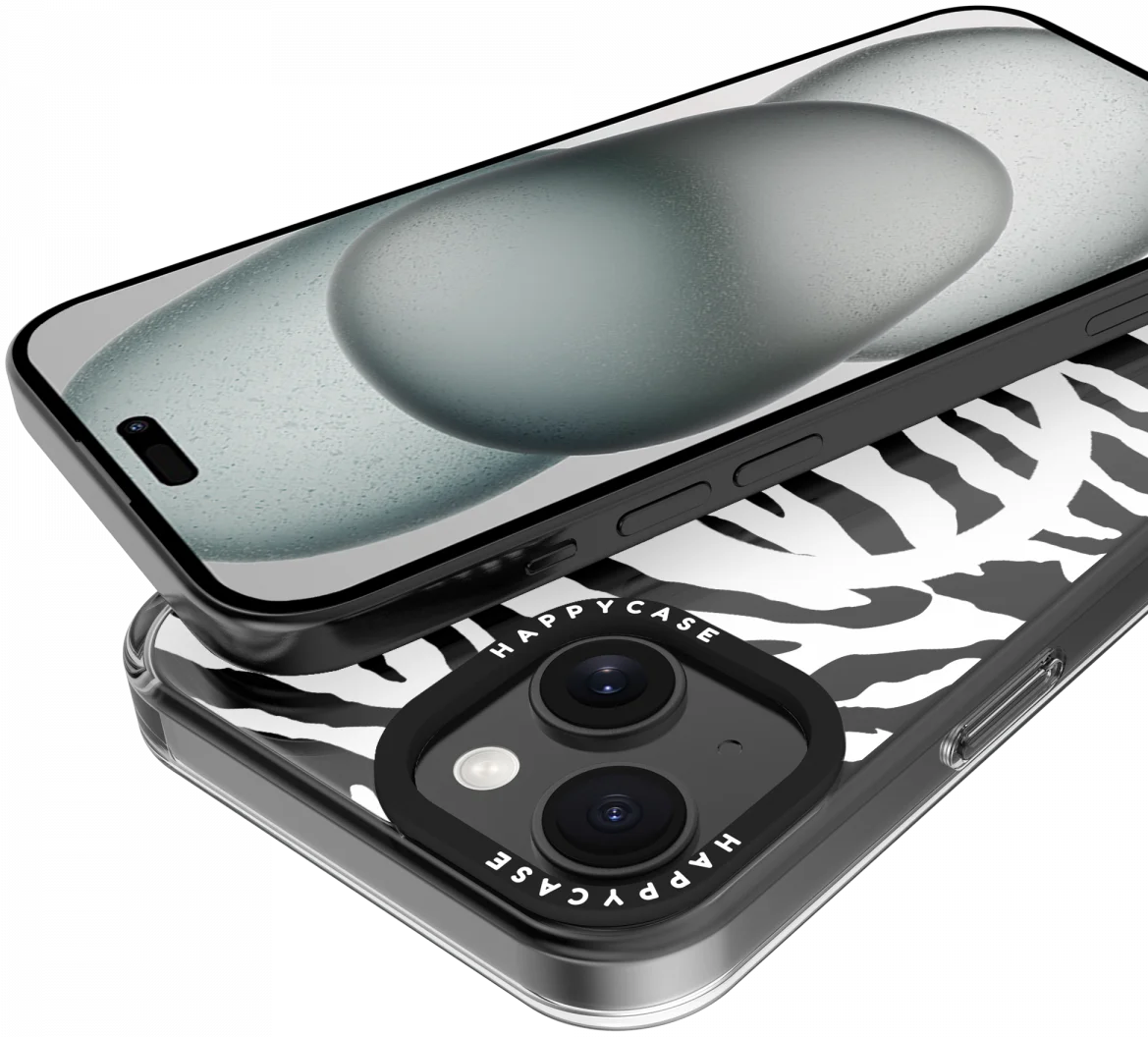 HappyCase Joy Apple iPhone 15 Hoesje MagSafe Back Cover Silver Zebra afbeelding 11