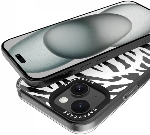 HappyCase Joy Apple iPhone 15 Hoesje MagSafe Back Cover Silver Zebra afbeelding 11