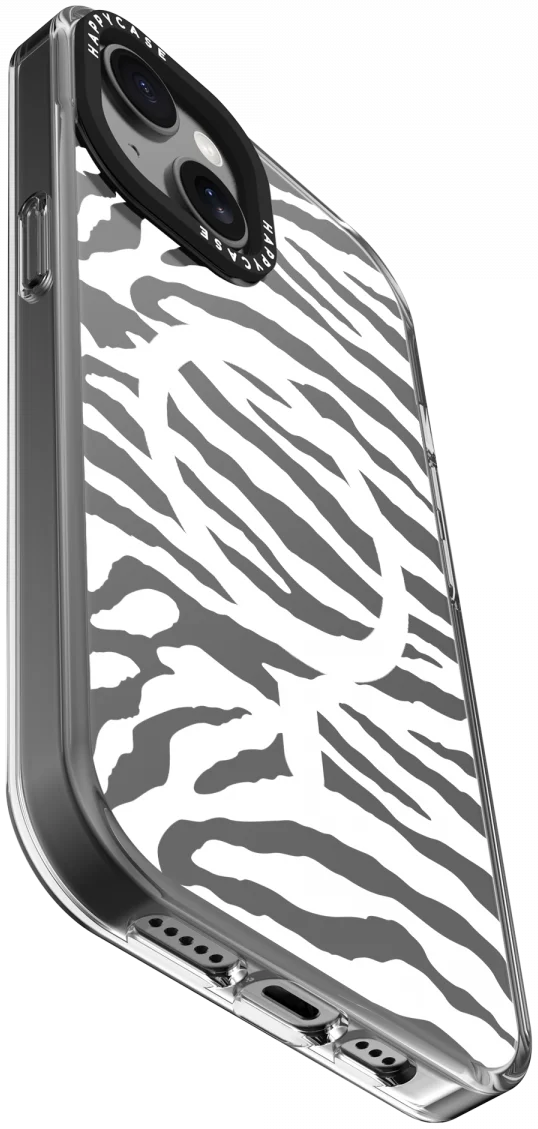 HappyCase Joy Apple iPhone 15 Hoesje MagSafe Back Cover Silver Zebra afbeelding 12
