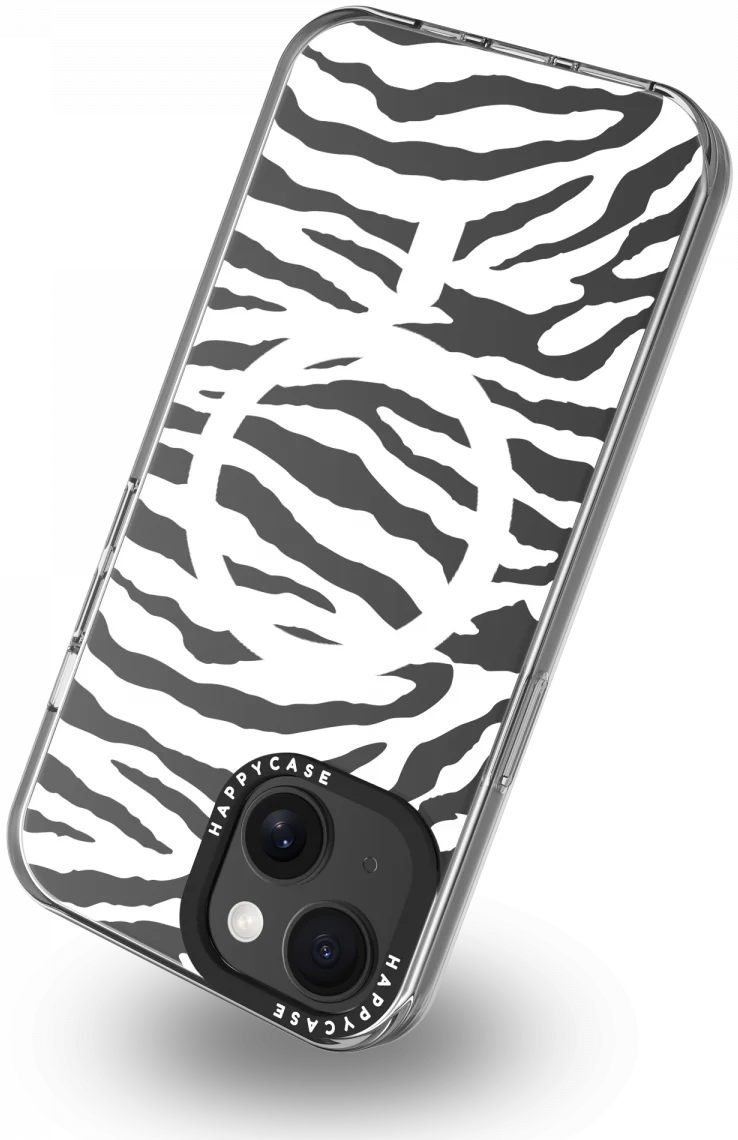 HappyCase Joy Apple iPhone 15 Hoesje MagSafe Back Cover Silver Zebra afbeelding 13