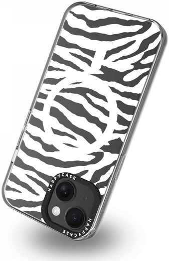 HappyCase Joy Apple iPhone 15 Hoesje MagSafe Back Cover Silver Zebra afbeelding 13