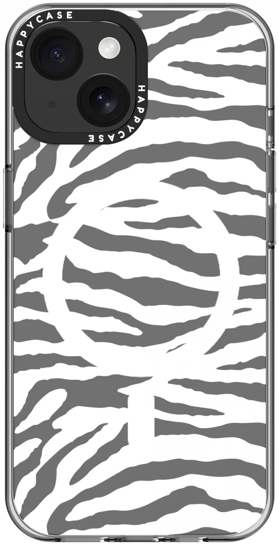 HappyCase Joy Apple iPhone 15 Hoesje MagSafe Back Cover Silver Zebra afbeelding 14