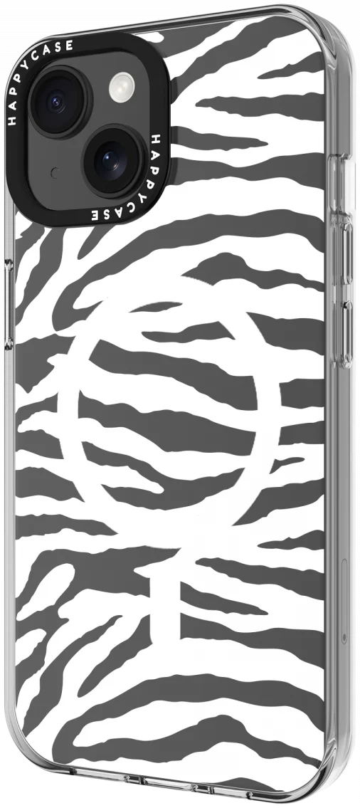 HappyCase Joy Apple iPhone 15 Hoesje MagSafe Back Cover Silver Zebra afbeelding 16