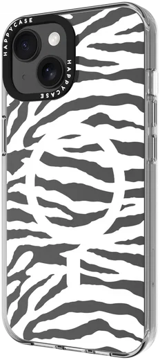 HappyCase Joy Apple iPhone 15 Hoesje MagSafe Back Cover Silver Zebra afbeelding 16